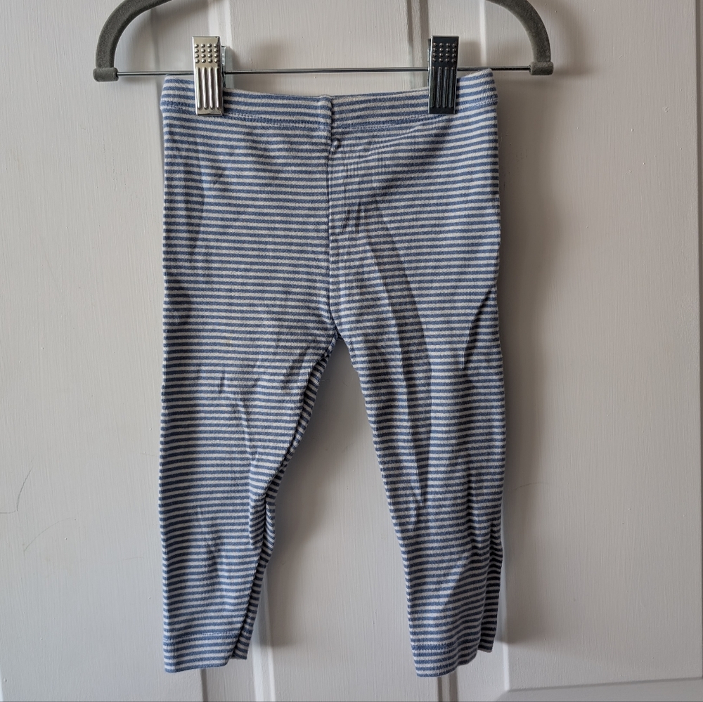 Tea Collection Light Blue and White Striped Leggings